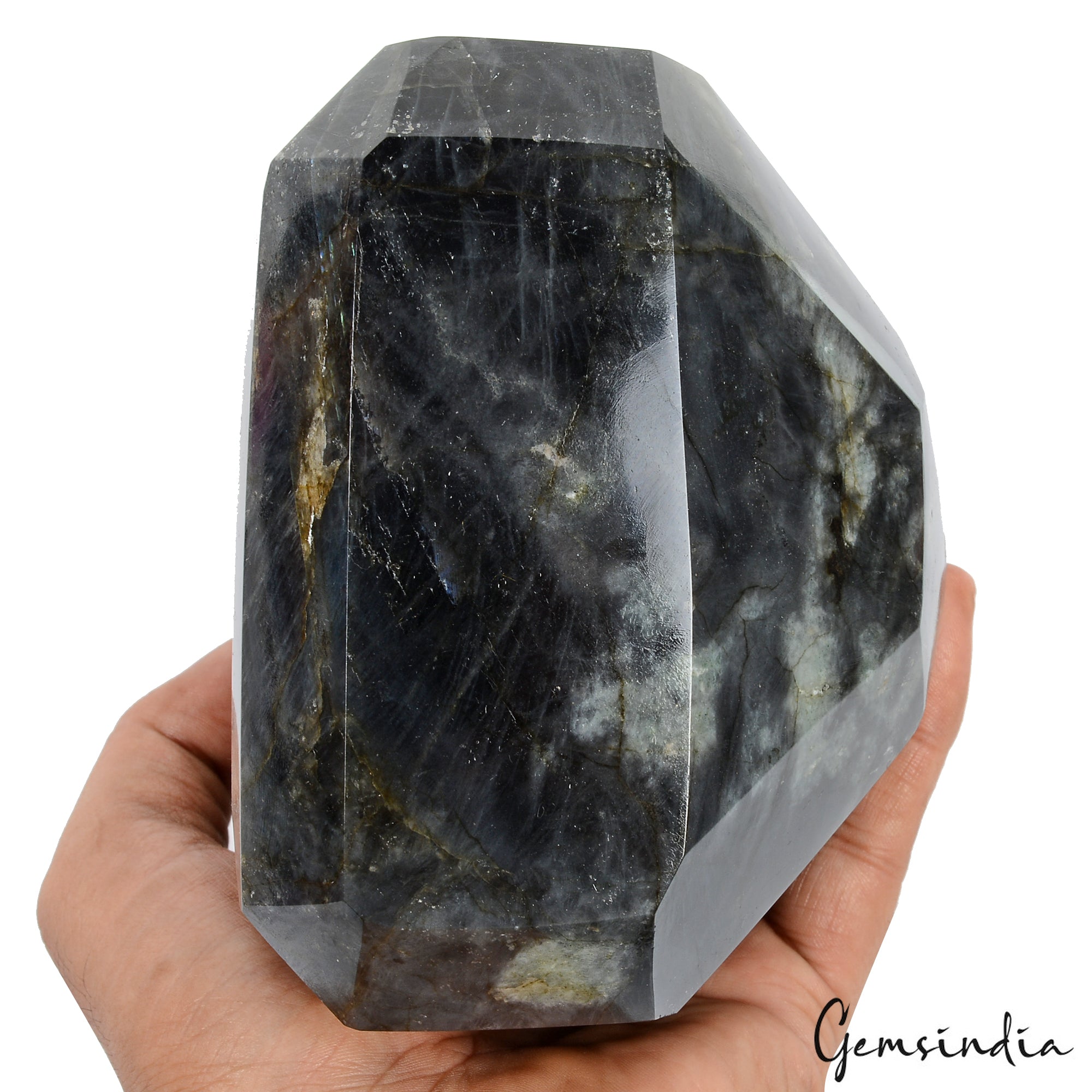 Labradorite Loose Gemstone, Octagon Cut, Blue — 5x4.8x3.9 Inch, 13450 Ct (2.69 Kg)