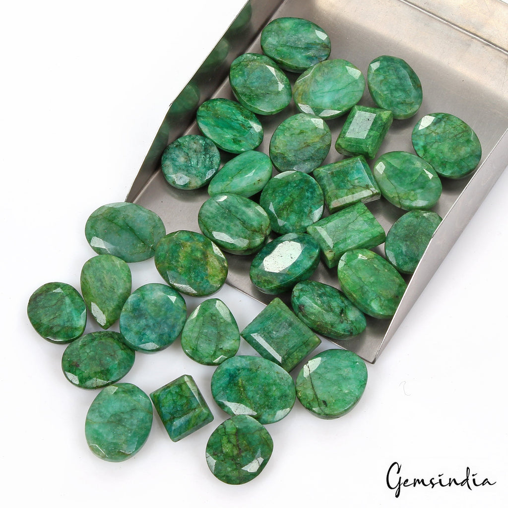 720 Cts/32 Pcs Natural Brazilian Green Emerald Mix Cut Loose 15mm-24mm Gems Lot