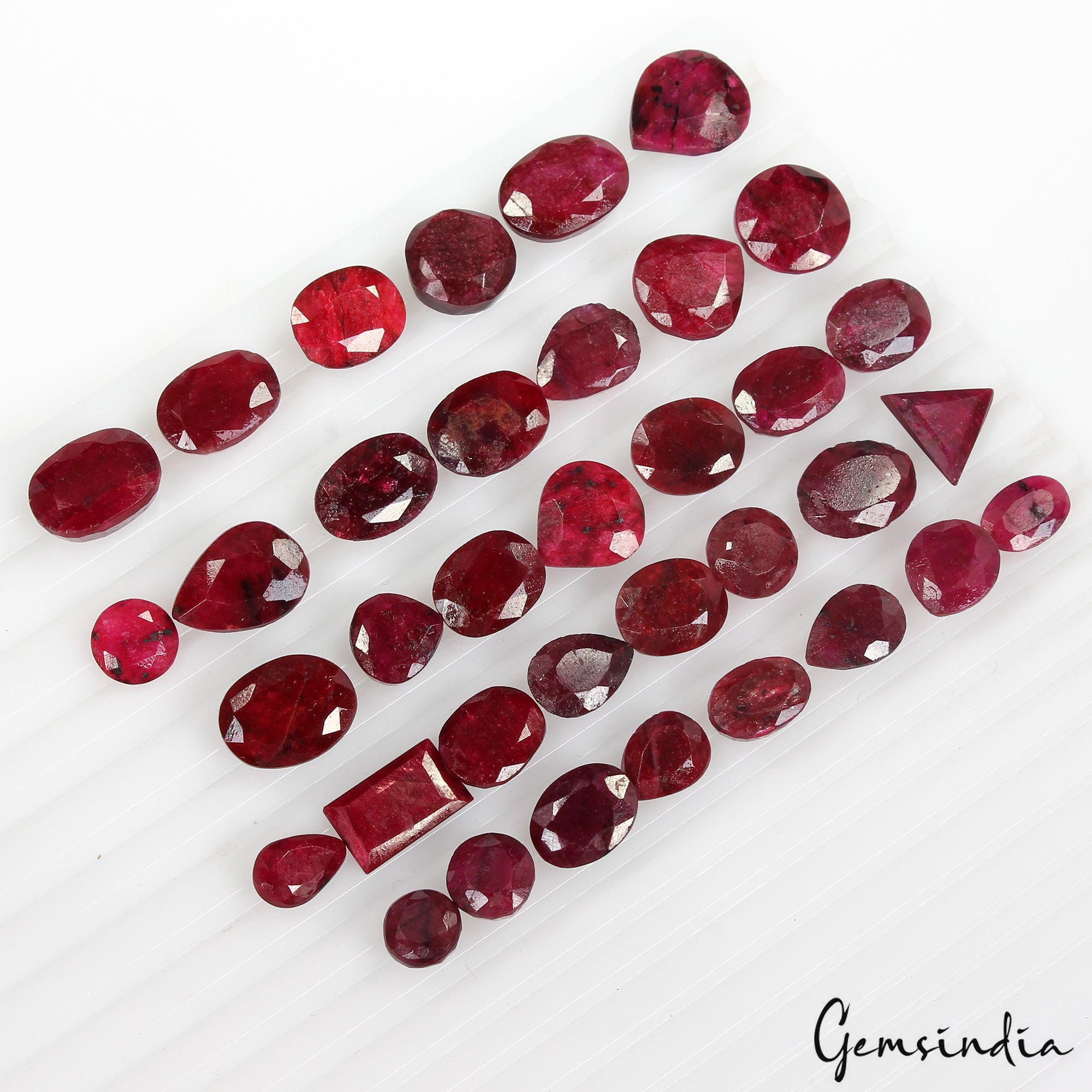 300 Cts/36Pcs Natural Red Ruby Mixed Cut Loose Faceted 9-16mm Jewelry Gems Lot