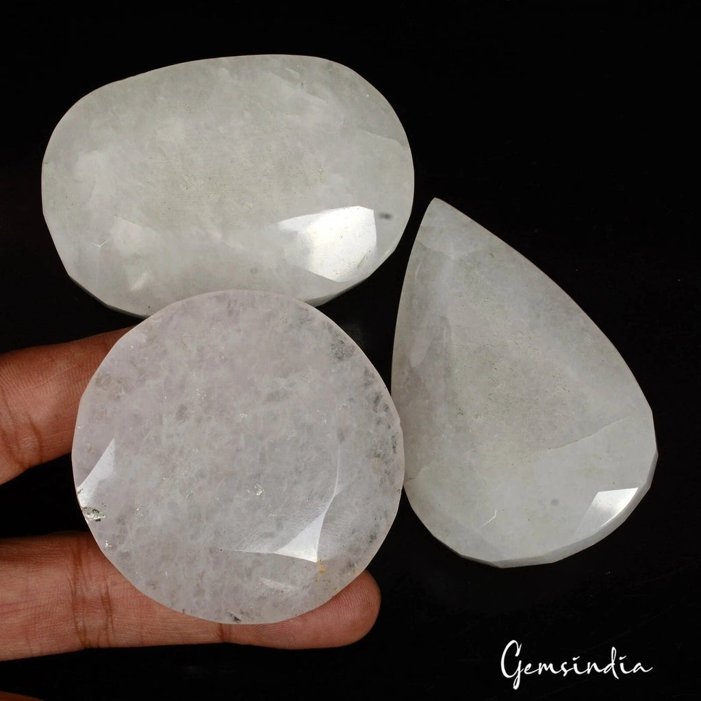 1960 Ct/3 Pcs Natural Untreated White Quartz Mix Cut Loose Madagascar Gemstones