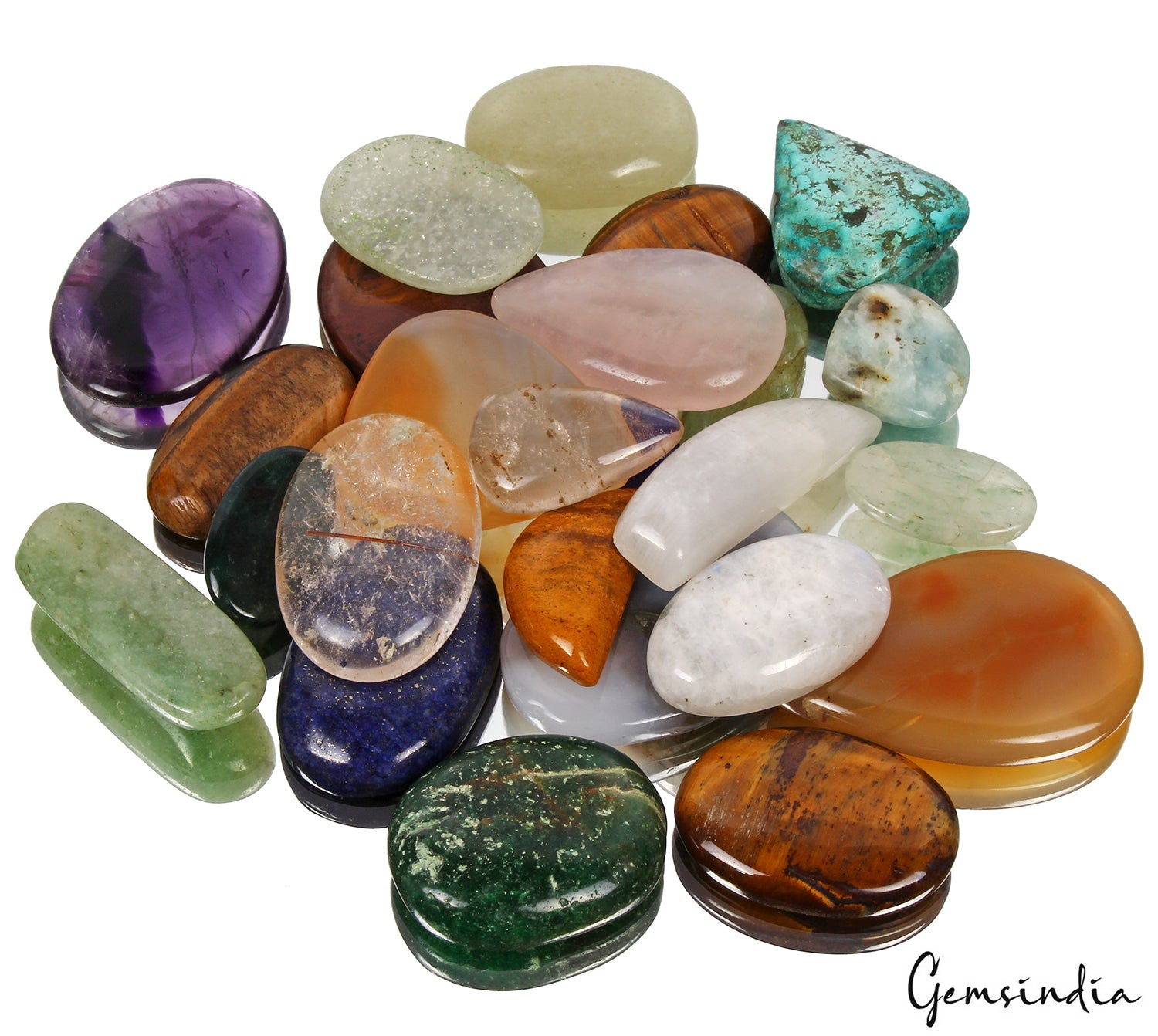 1470 Cts Wholesale Natural Free Size & Shape Mix Gemstone Flat Back Cabochon Lot
