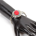 30.90 Gram Red Oval Hand Carved Bangle Bracelet Antique Fashion Jewelry 62mm