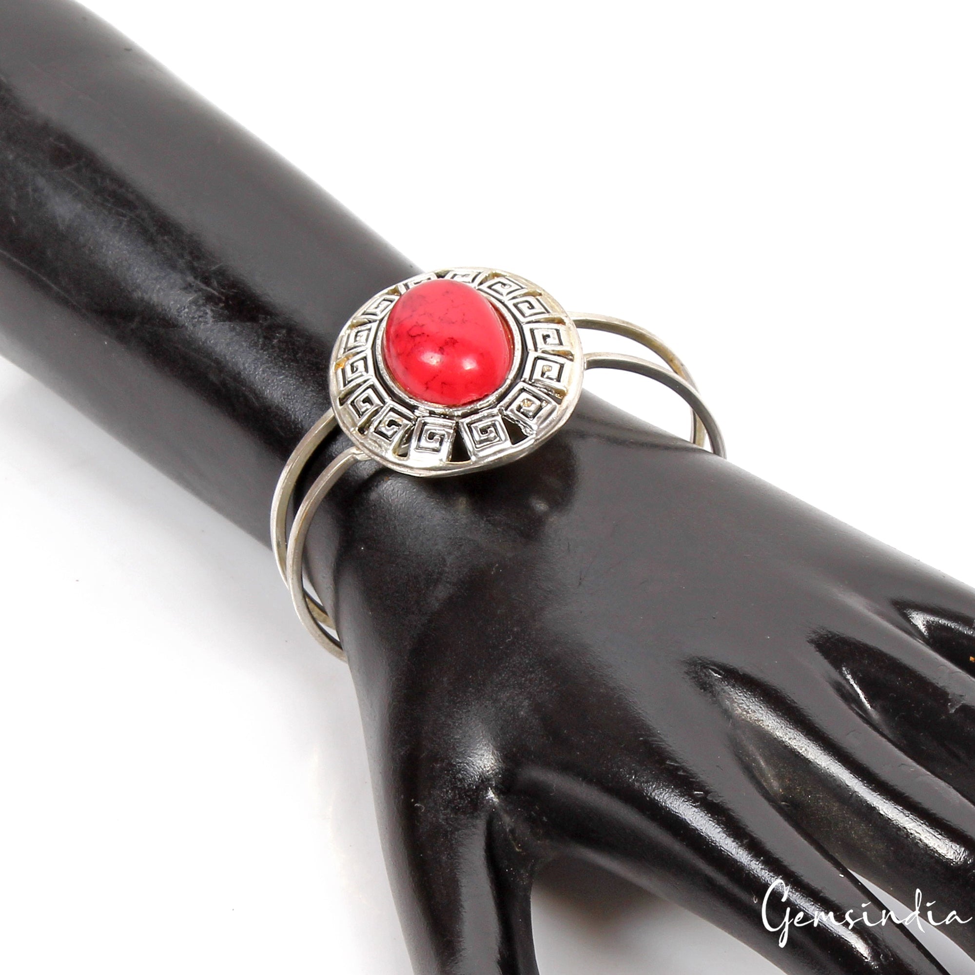 30.90 Gram Red Oval Hand Carved Bangle Bracelet Antique Fashion Jewelry 62mm