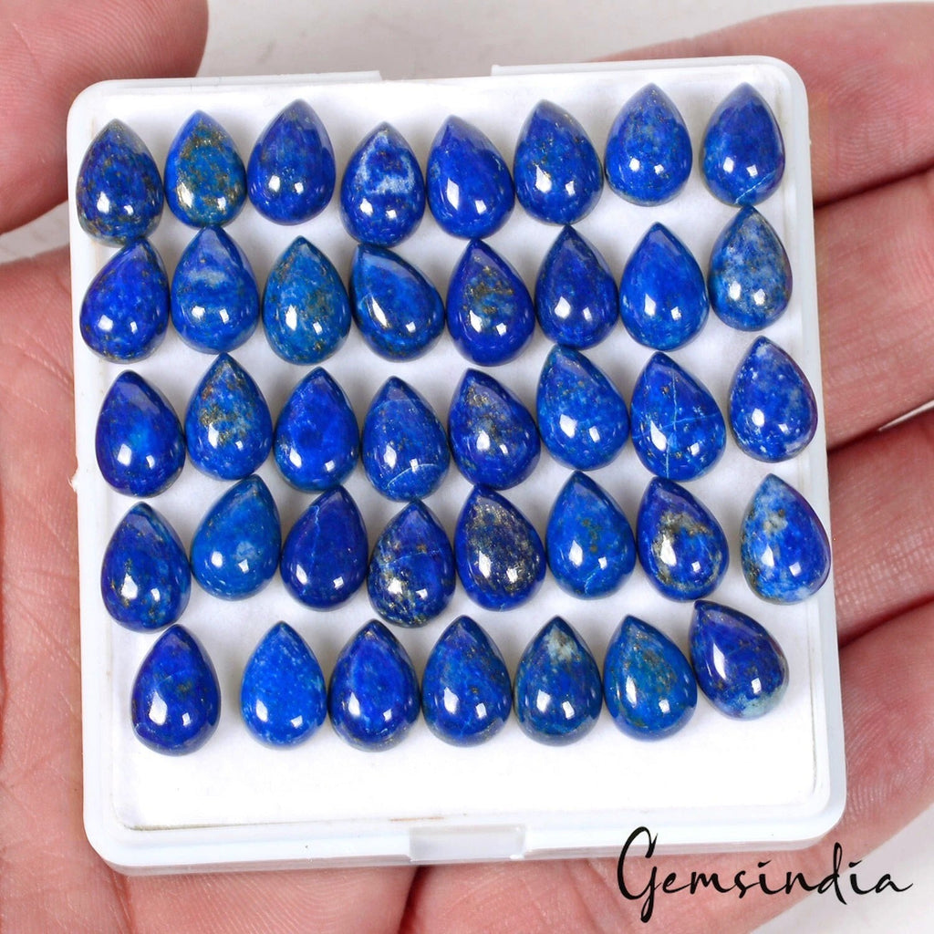 110.80 Ct Natural Blue Lapis Lazuli Pear Cabochon Loose Wholesale Gems Lot 40Pcs