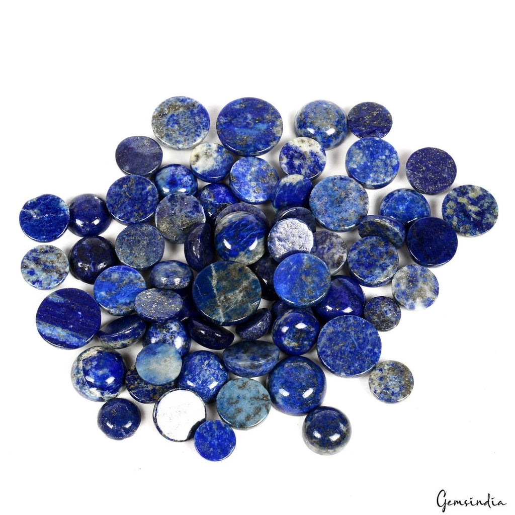 550 Cts/62 Pcs Natural Blue Lapis Lazuli Round Cab Loose 9-17mm Gems For Jewelry