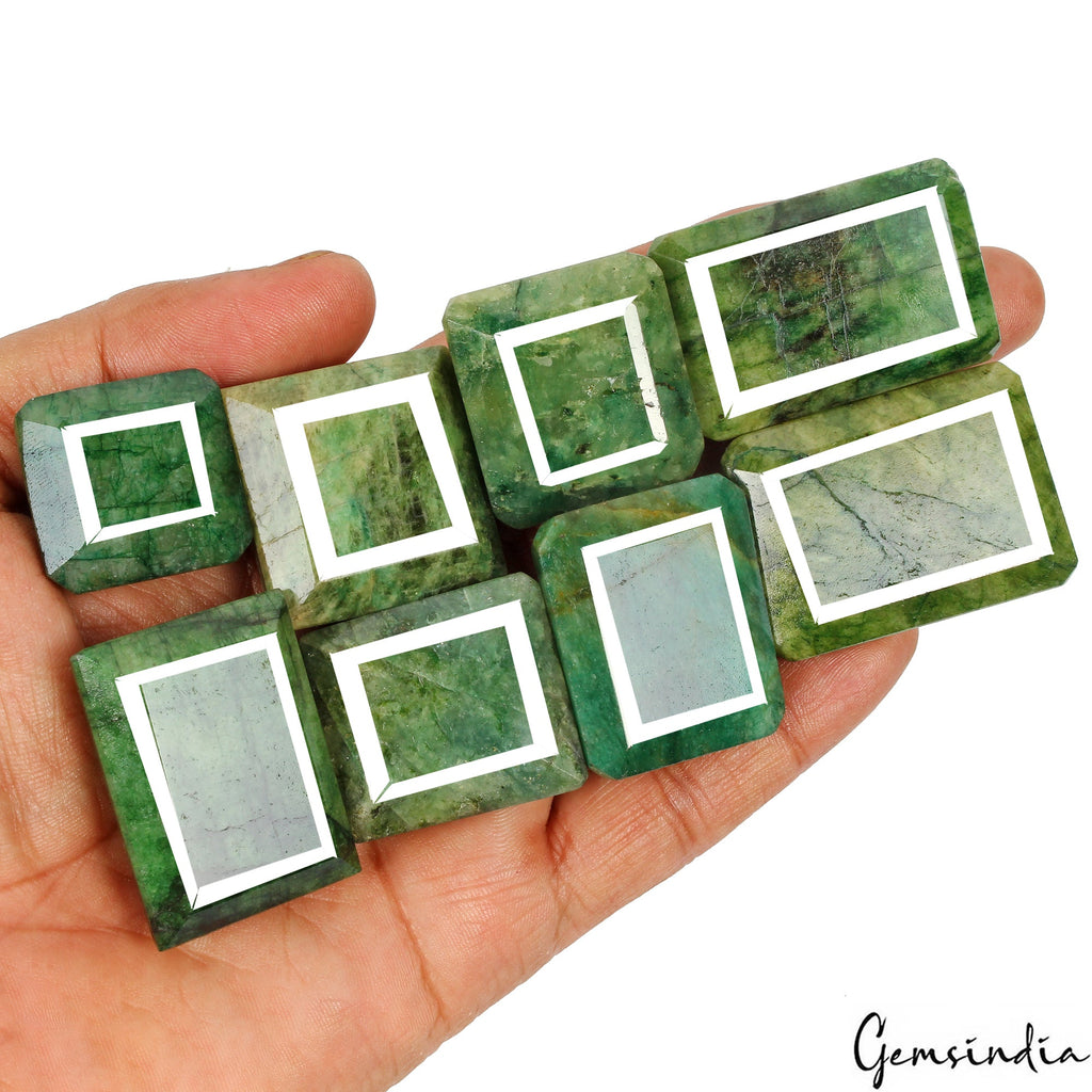 1200 Cts/8 Pcs Natural Brazilian Green Emerald Baguette Cut Loose Gemstones Lot