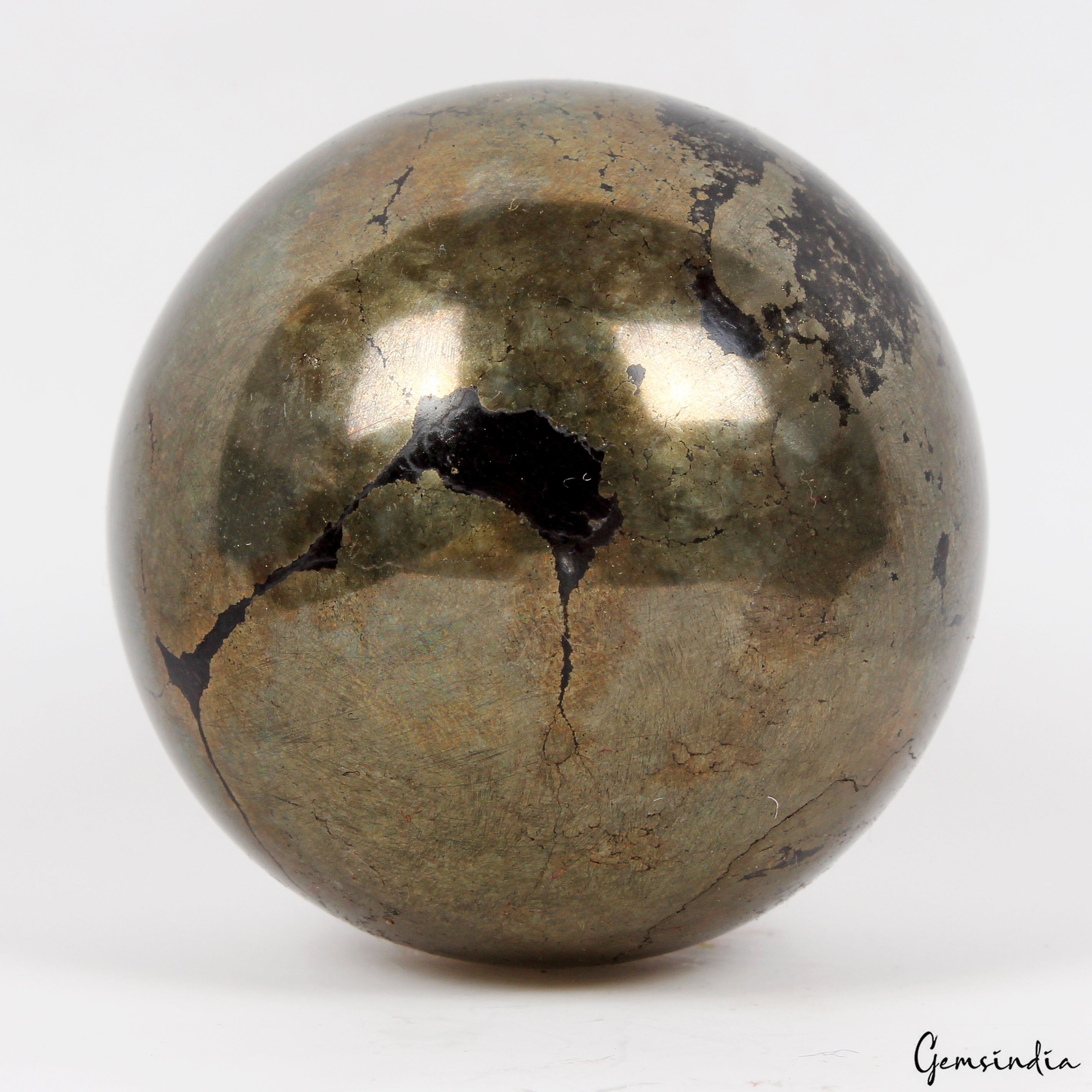 1600 Ct Natural Gold Pyrite Crystal Reiki Healing Mineral Gemstone Sphere/Ball