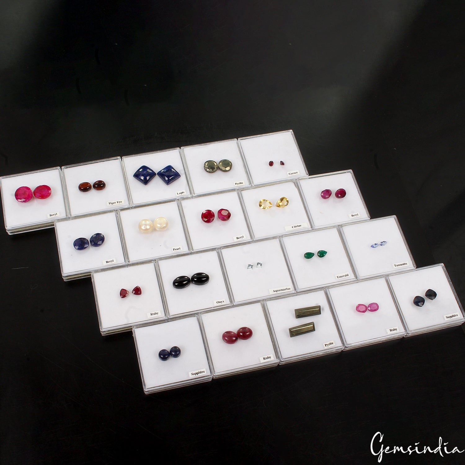 20 Pair Estate Genuine Multi Gems Loose Colorful Jewelry Stones Collection w/Box