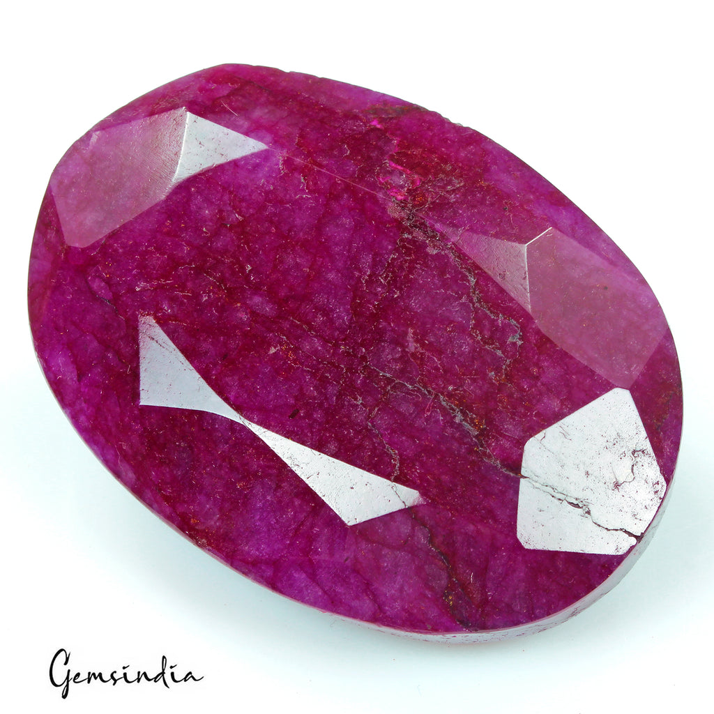 Red Beryl Loose Gemstone, Oval Cut, Color Enhanced — 66 x 47 x 26mm, 600 Ct