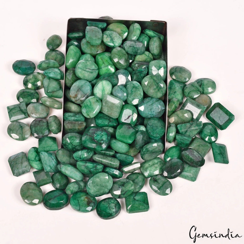 1820 Ct/154 Pcs Natural Brazilian Green Emerald Mix Faceted Cut Gems For Jewelry