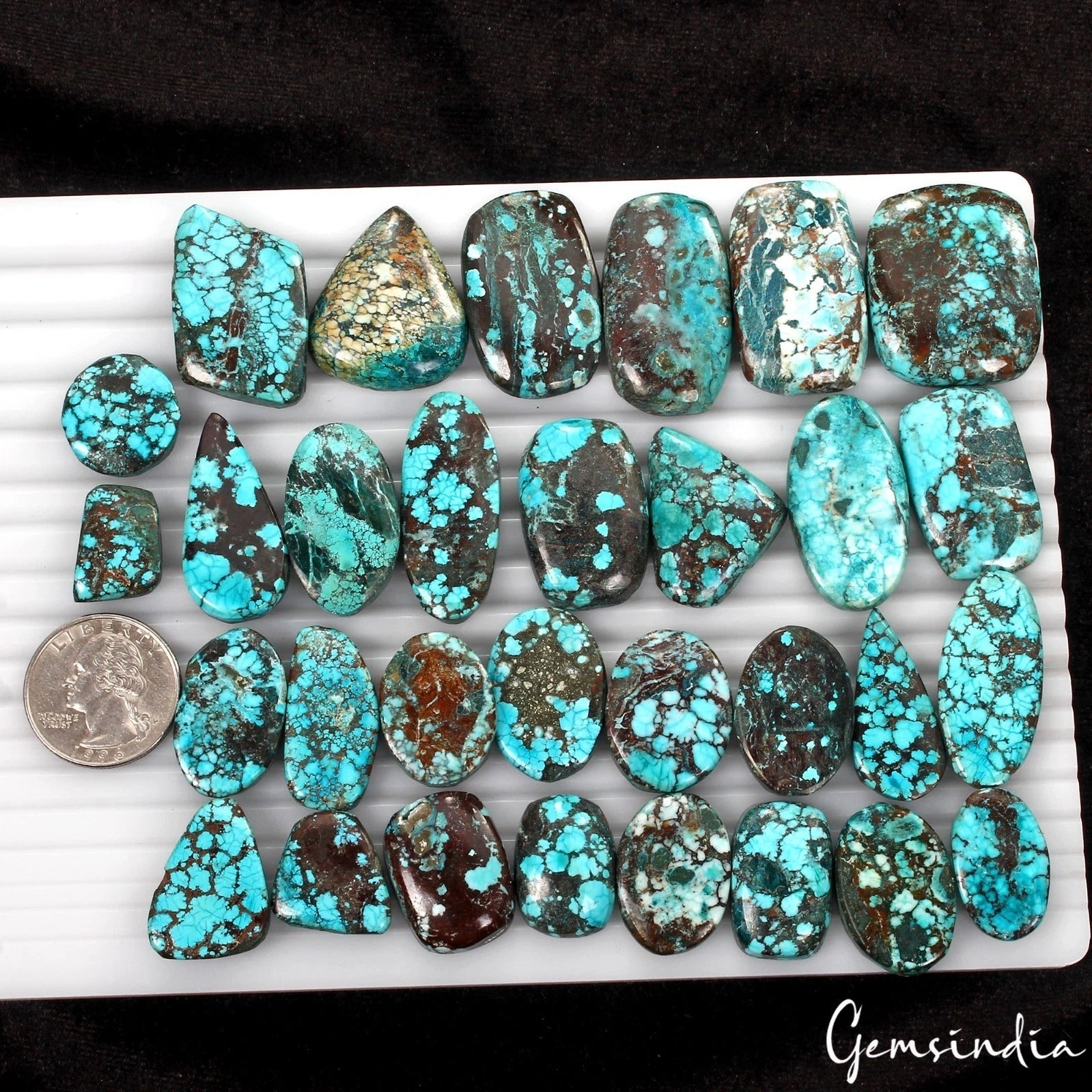 840 Ct/31 Pcs Natural Blue USA Spiderweb Turquoise Mix Cab Loose Wholesale Gems