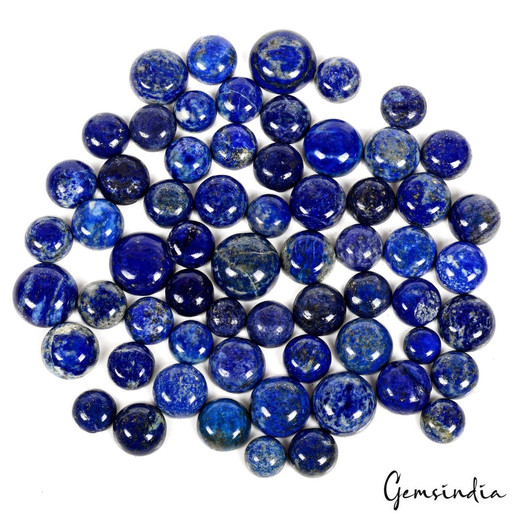 550 Cts/62 Pcs Natural Blue Lapis Lazuli Round Cab Loose 9-17mm Gems For Jewelry