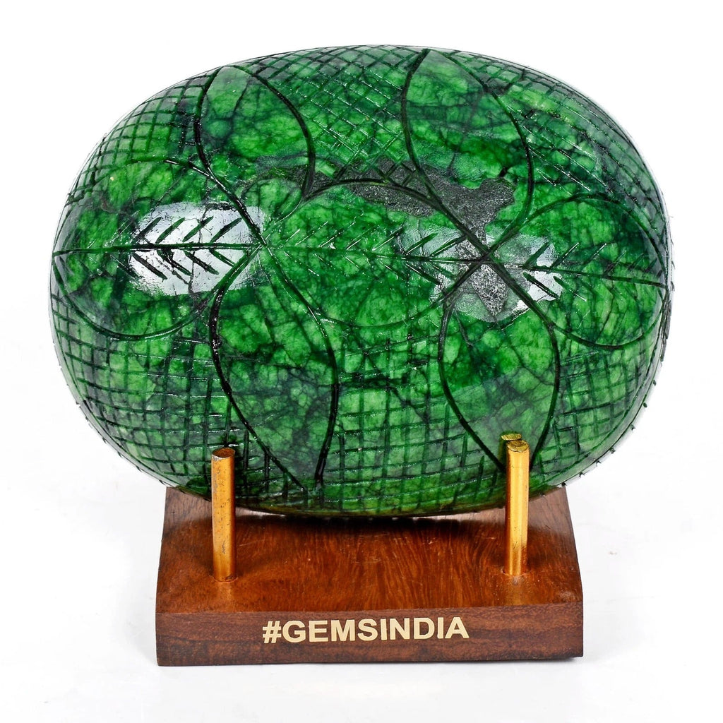 3300 Ct Natural Green Huge Emerald Oval Cut Handcarved Loose Brazilian Gemstone