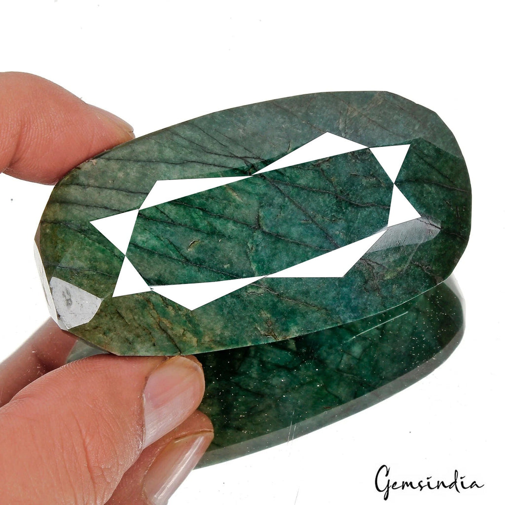 620 Cts Natural Green Brazilian Emerald Oval Faceted Earth Mined Huge Loose Gem