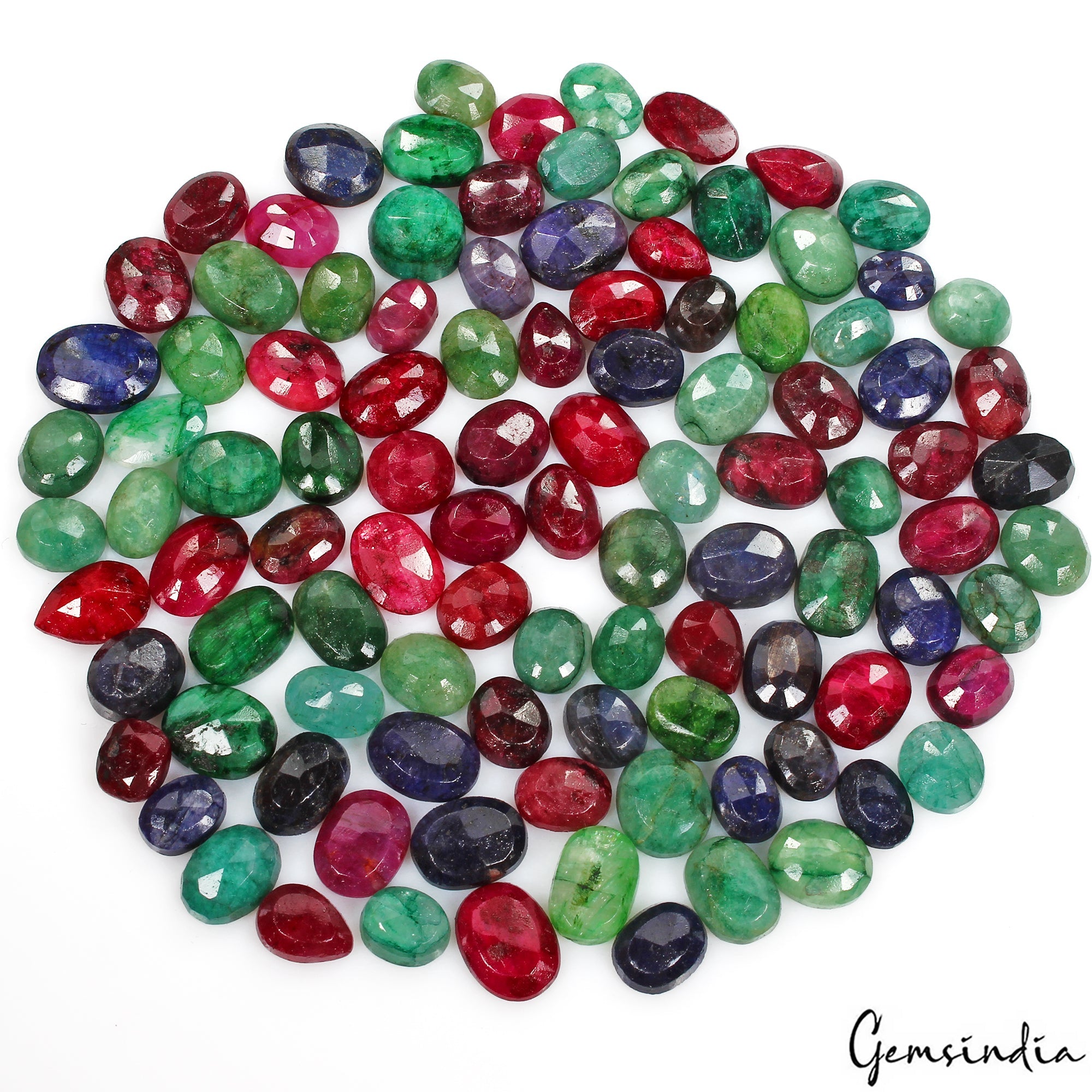 550 Ct/103 Pc Natural Multi Gems Emerald Ruby Sapphire Mix Cut Gems For Jewelry