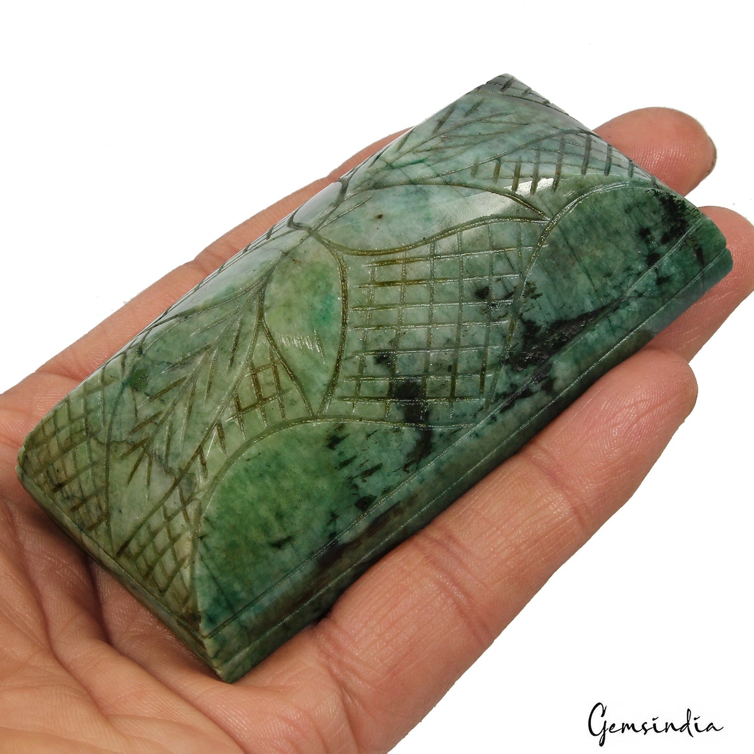 1050 Ct Natural Green Brazilian Emerald Rectangle Carving Museum Size Loose Gems