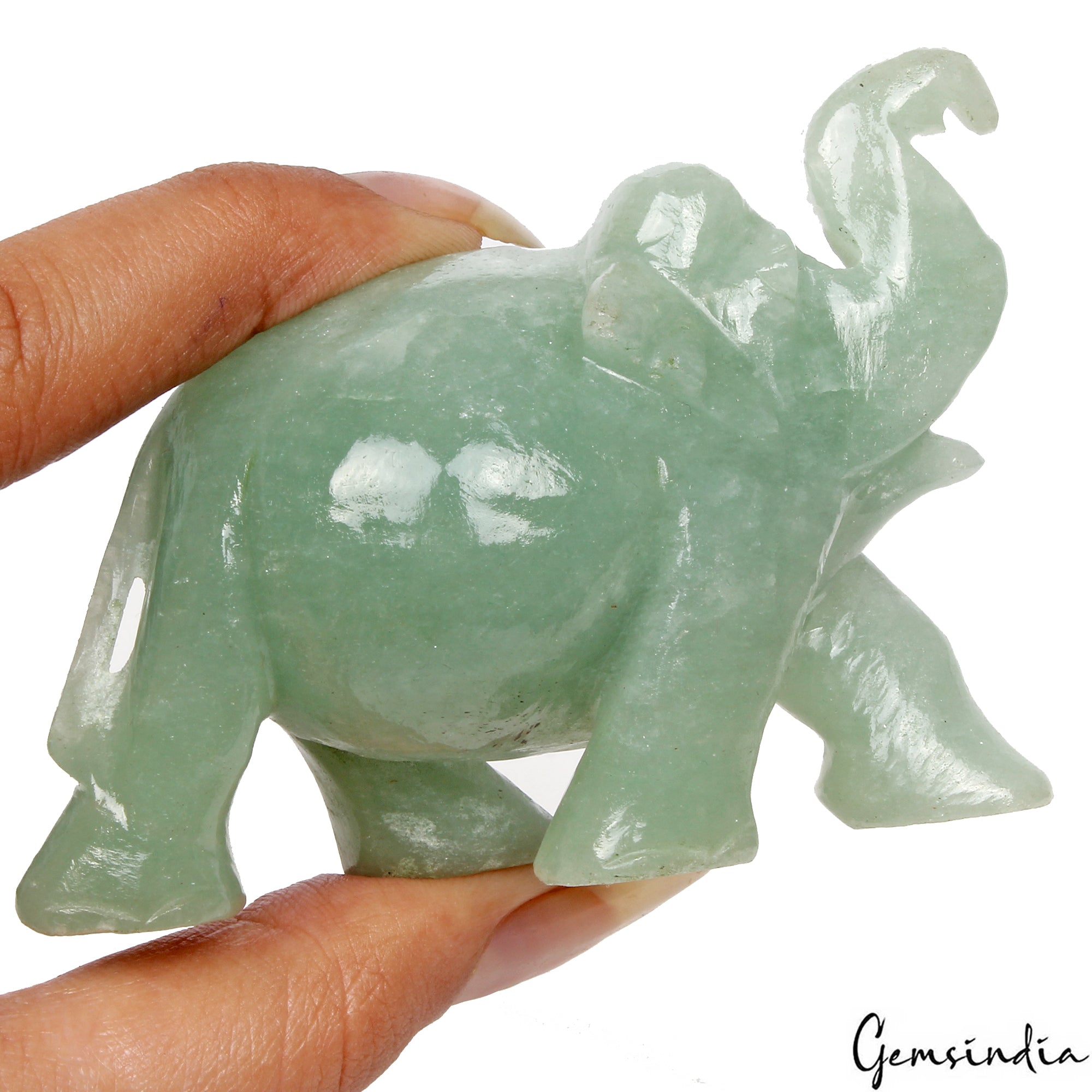 Handmade 855 Cts Natural Green Aventurine Elephant Sculpture Home Decor /Statue