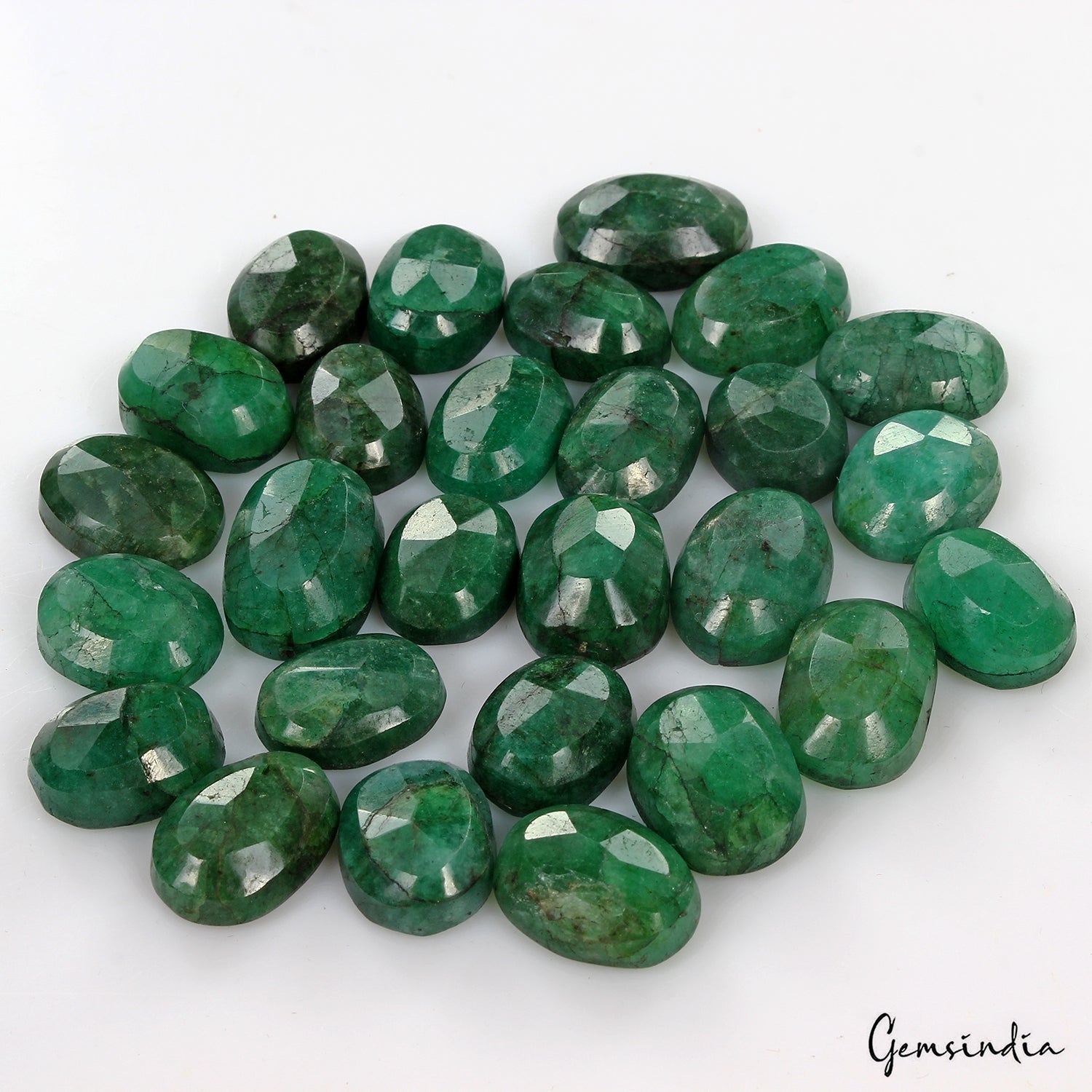440 Ct Natural Green Emerald Oval Cut Faceted Loose Wholesale Gemstone Lot 27 Pc