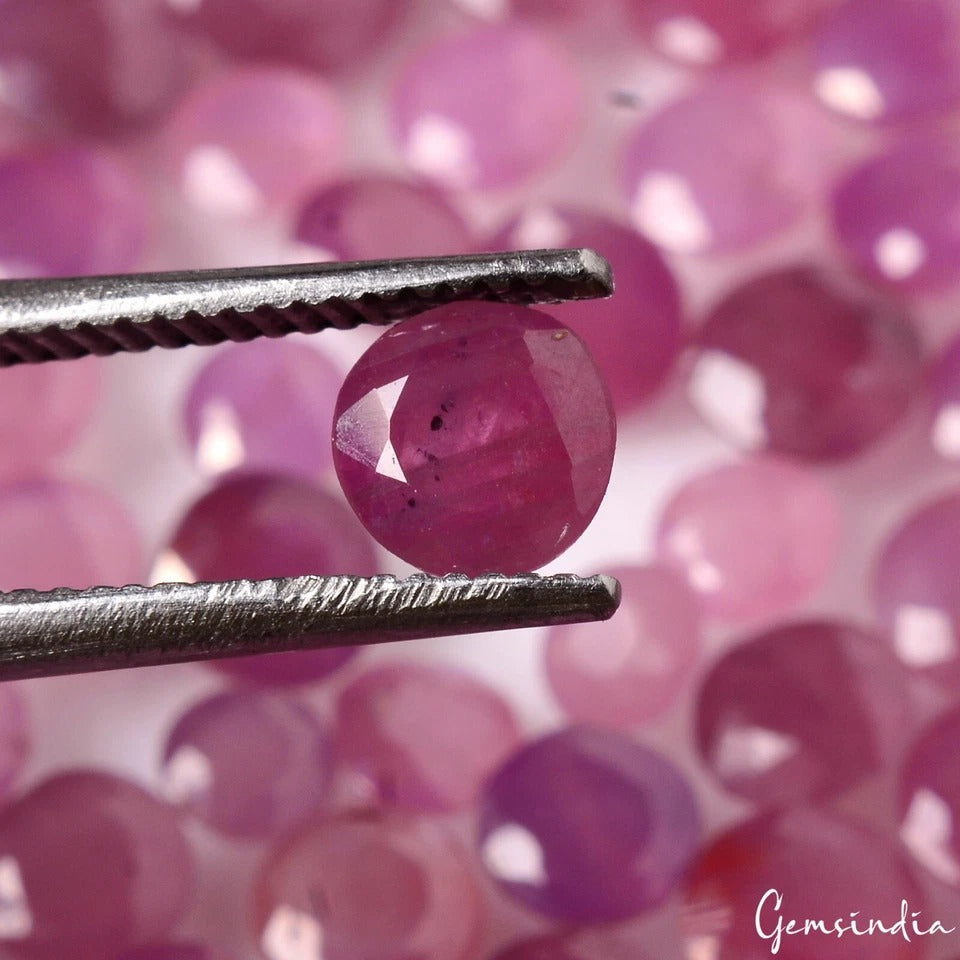 Ruby Lot, Loose Gemstone, Round Cut, Heated — 157 Pieces, 3mm to 5mm, 57.00 Ct, Mozambique