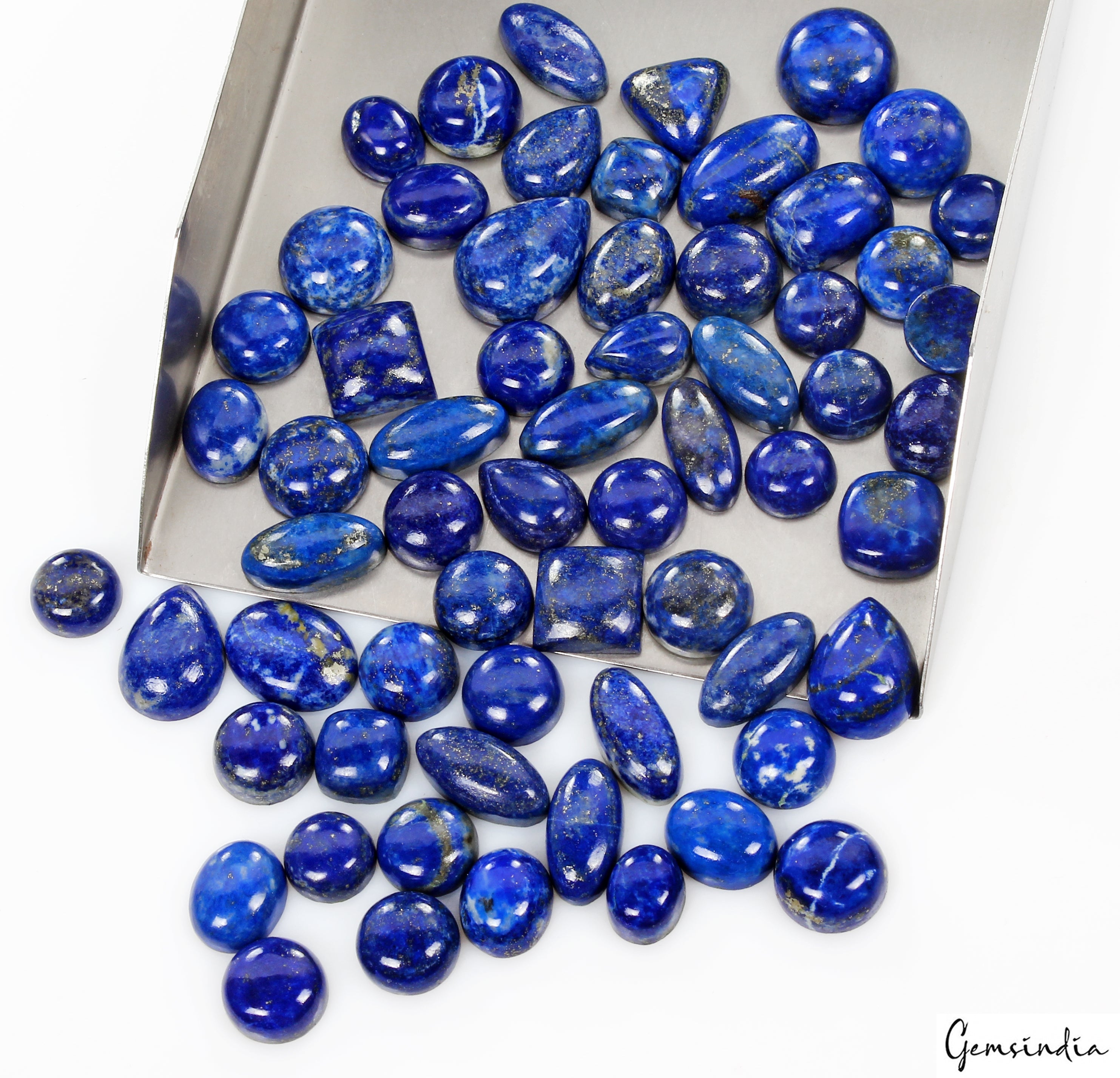 62 Pcs 400 Cts Natural Blue Lapis Lazuli Mix Shape Cabochon Loose Gemstones Lot