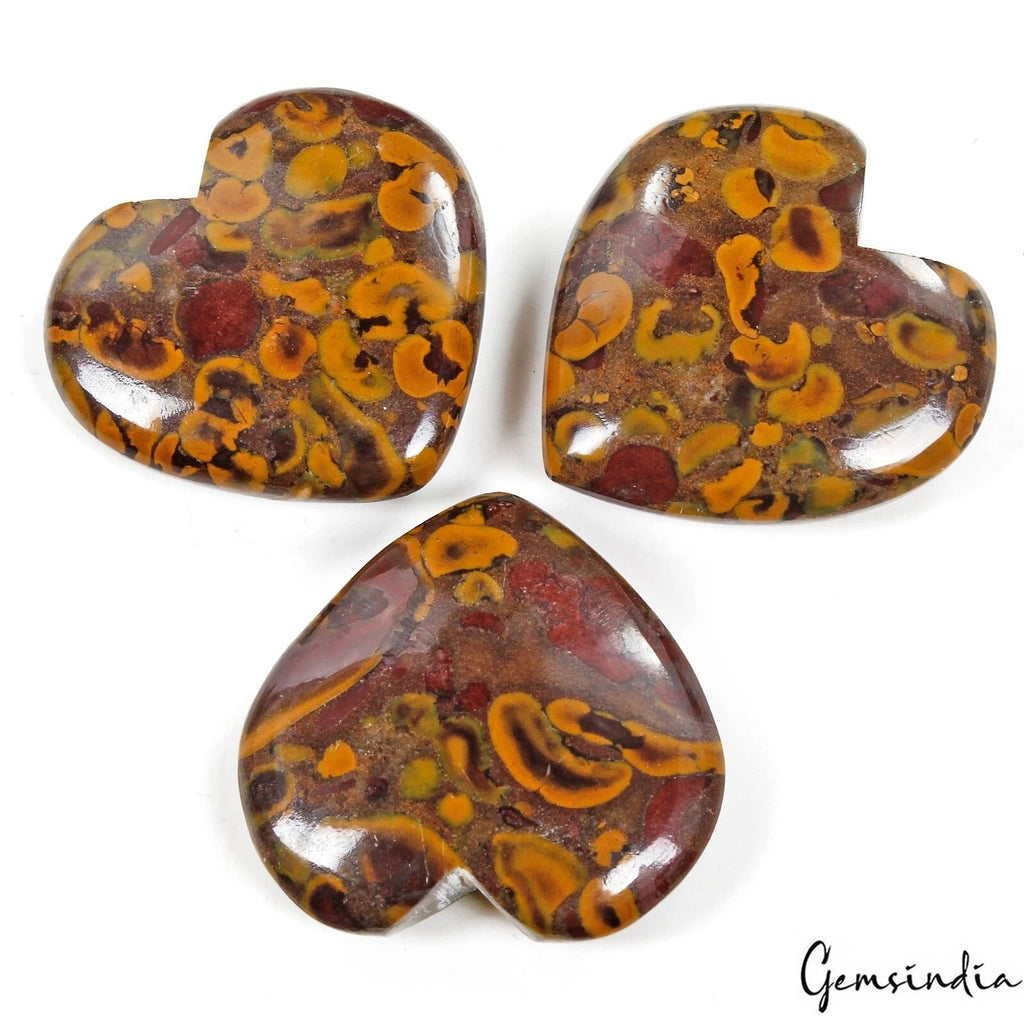 390 Ct Natural Untreated Fruit Jasper Heart Cabochon Loose Pendant Size Gems Lot