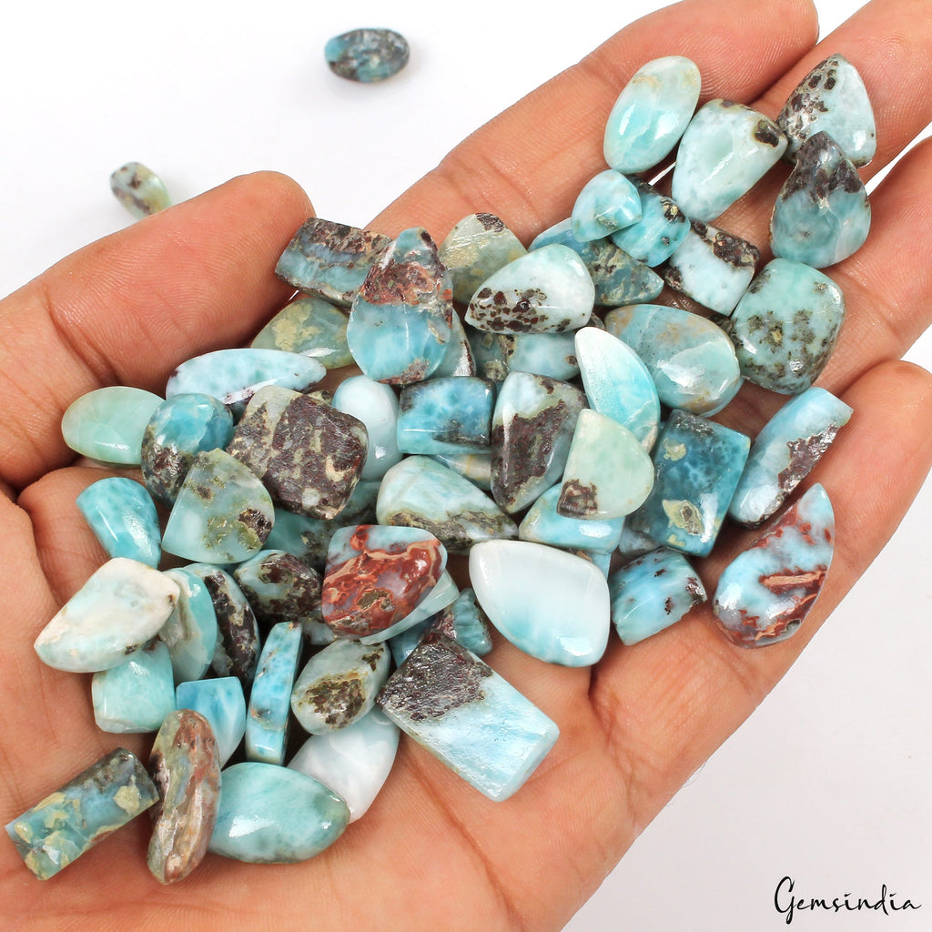 500 Ct 100% Natural Sky Blue Larimar Mix Lot Cabochon Untreated Gemstones 71 Pcs