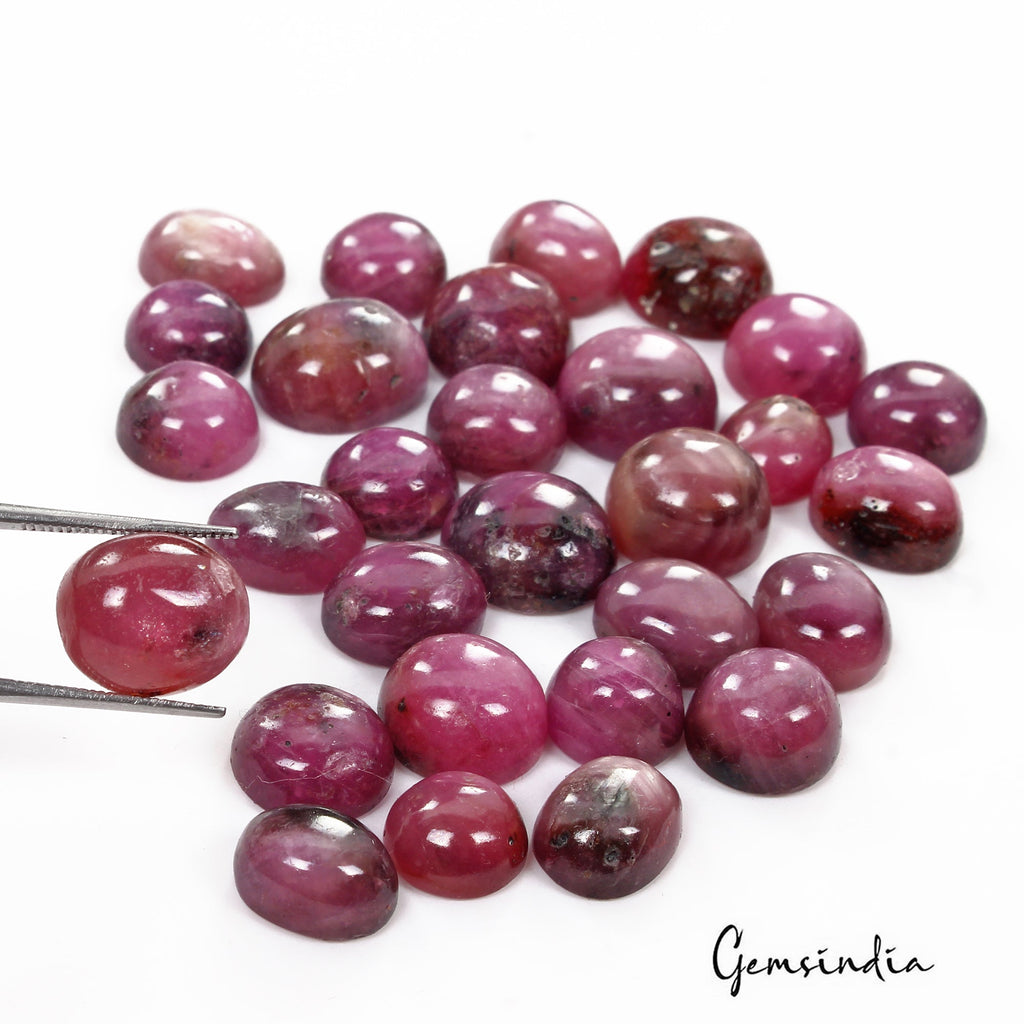 Certified 267 Cts/29 Pcs Natural Pink Star Ruby Mixed Cab Loose Gems For Jewelry