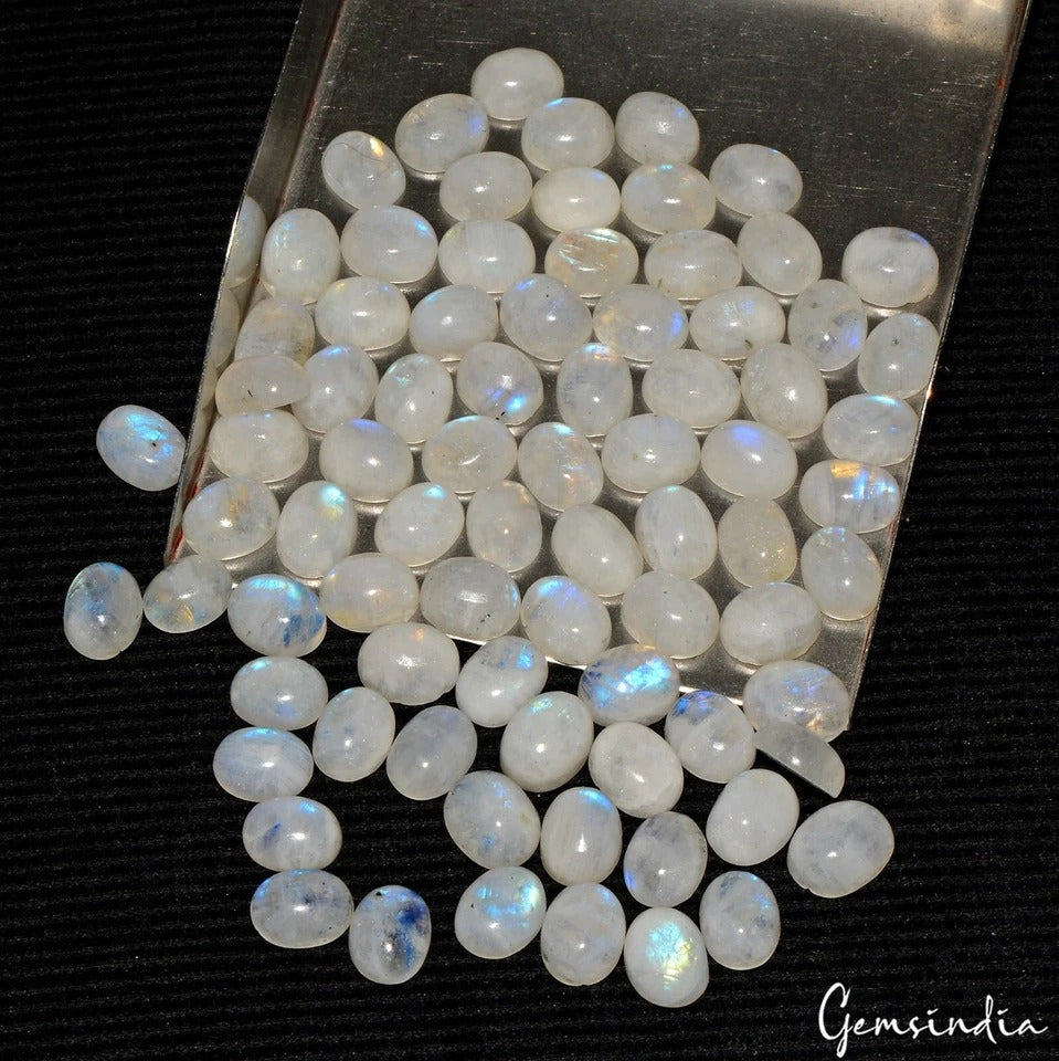 240 Cts/80 Pcs Natural Untreated Blue Shine Moonstone Oval Cab Gems For Jewelry