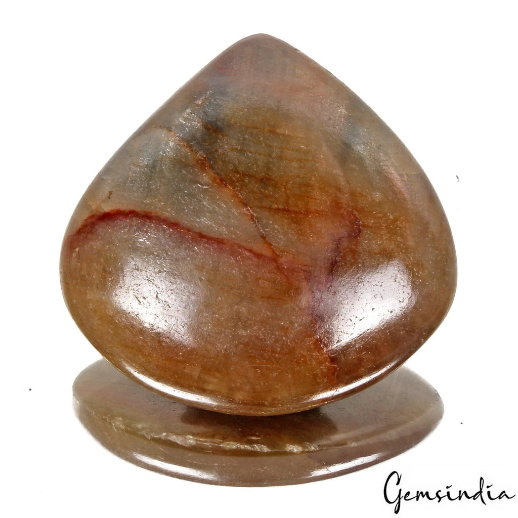 166 Ct Natural Untreated Brown Blue w Red Streak Sapphire Pear Cab Huge Gemstone