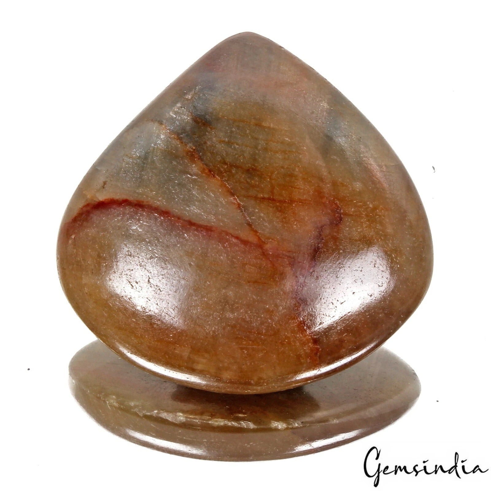 166 Ct Natural Untreated Brown Blue w Red Streak Sapphire Pear Cab Huge Gemstone