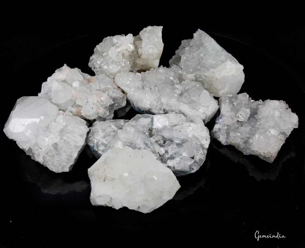 4000 Cts/8 Pcs Natural Apophyllite Cluster/Sugar Druzy Rock Crystal Healing Gems