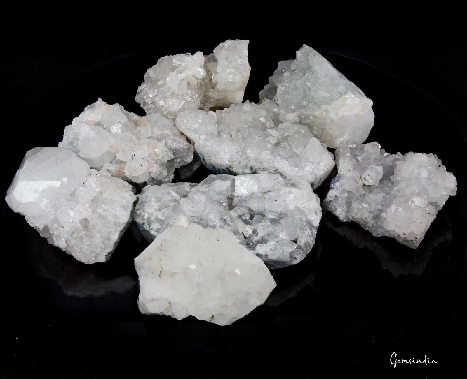 4000 Cts/8 Pcs Natural Apophyllite Cluster/Sugar Druzy Rock Crystal Healing Gems