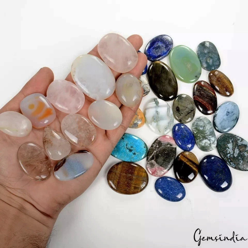 1880 Ct/32 Pcs Natural Multi Color Cab Flatback Semi-Precious Wholesale Gems Lot