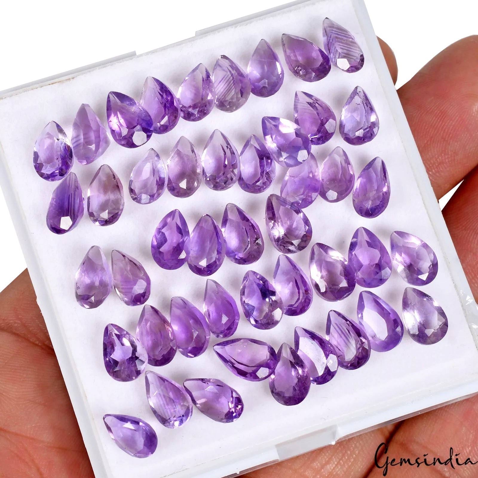 VVS Natural Purple Amethyst Pear Cut Loose 8-9mm Untreated Gemstones