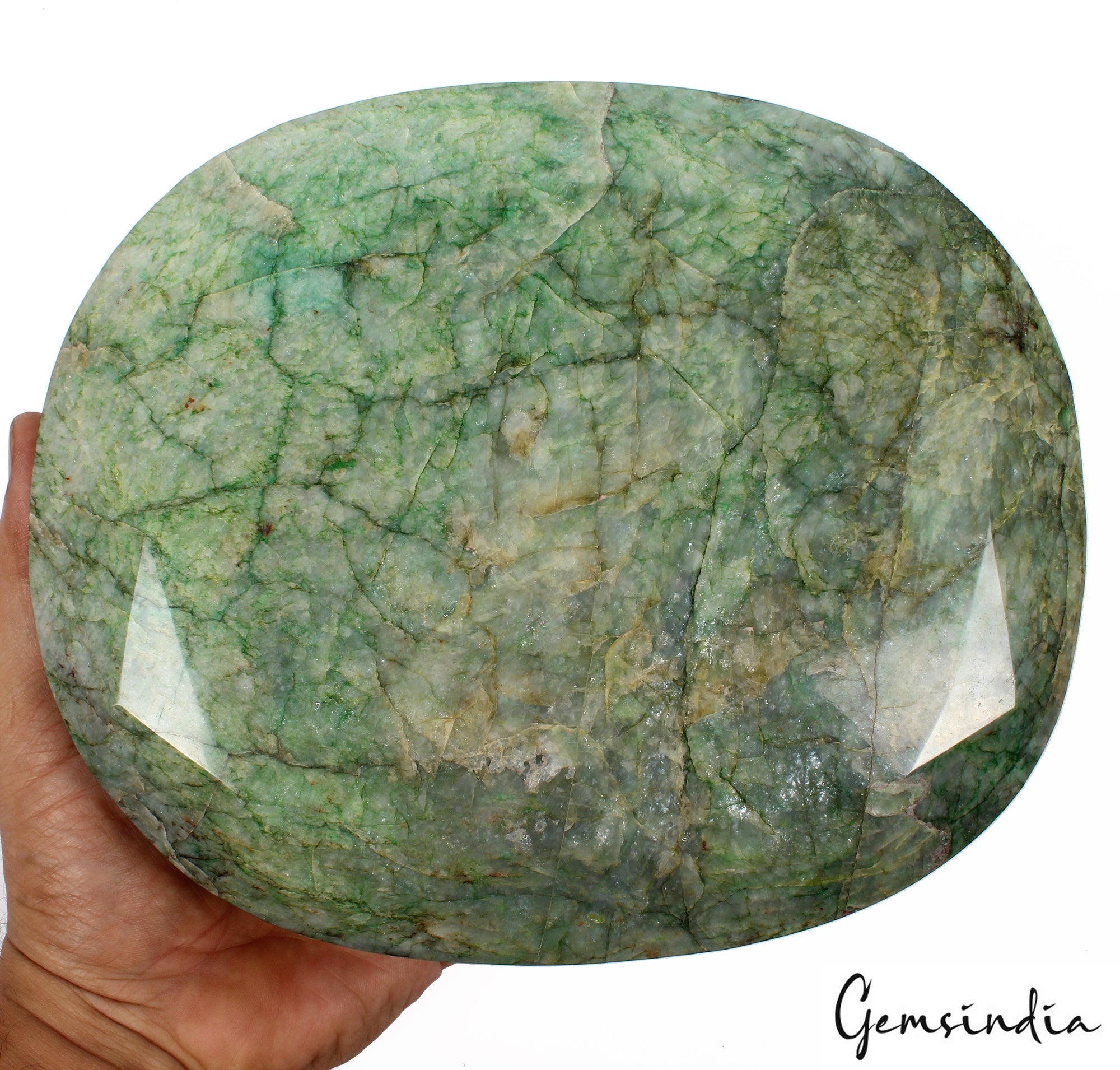 Large Natural Green Emerald 4.7 kilo Oval Cut Faceted Earth Mined Huge Gemstone