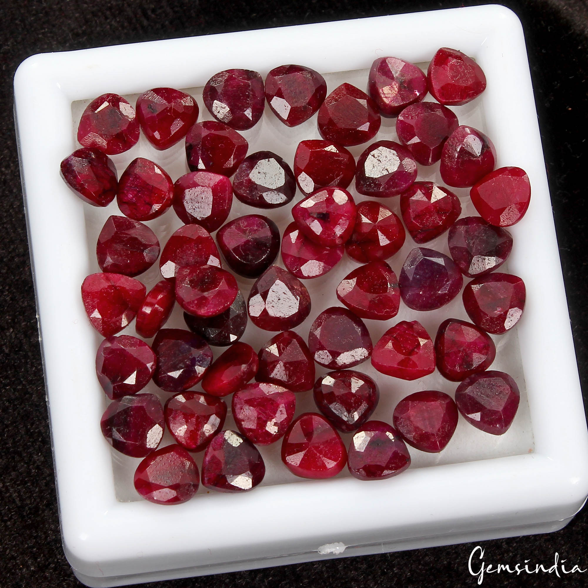 60.50 Ct Natural Ruby Pear Faceted Certified Loose Gems Lot 50 Pcs For Jewelry