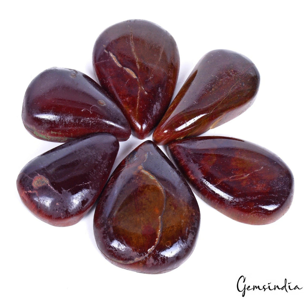 940 Ct/6 Pcs Natural Untreated Brown Tiger Eye Pear Cab Loose Wholesale Gems Lot