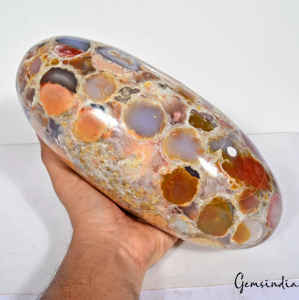 Best Quality 5.4Kg Leopard Skin Jasper Handmade Huge Oval Cab Healing Gem Lingam