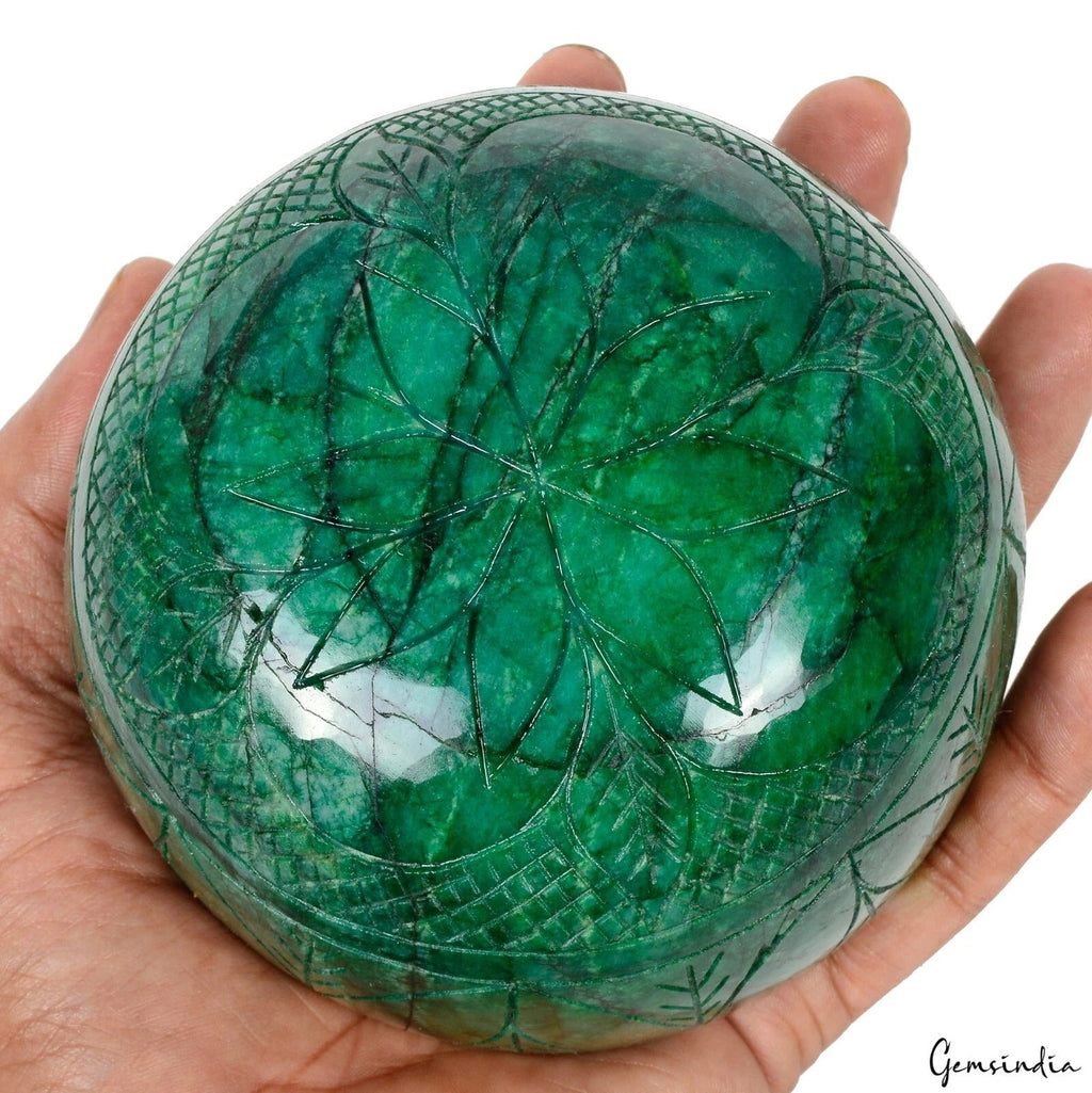 Museum Size 6520 Cts Natural Brazilian Green Emerald Round Carved Certified Gem