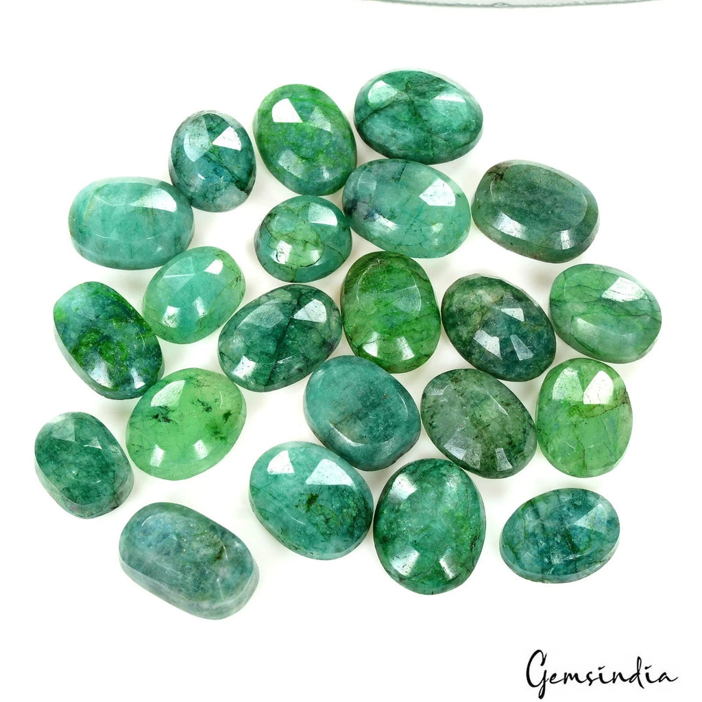 Emerald Lot, Loose Gemstone, Color Enhanced, Green — 22 Pieces, 14mm to 19mm, 300 Ct, Brazil