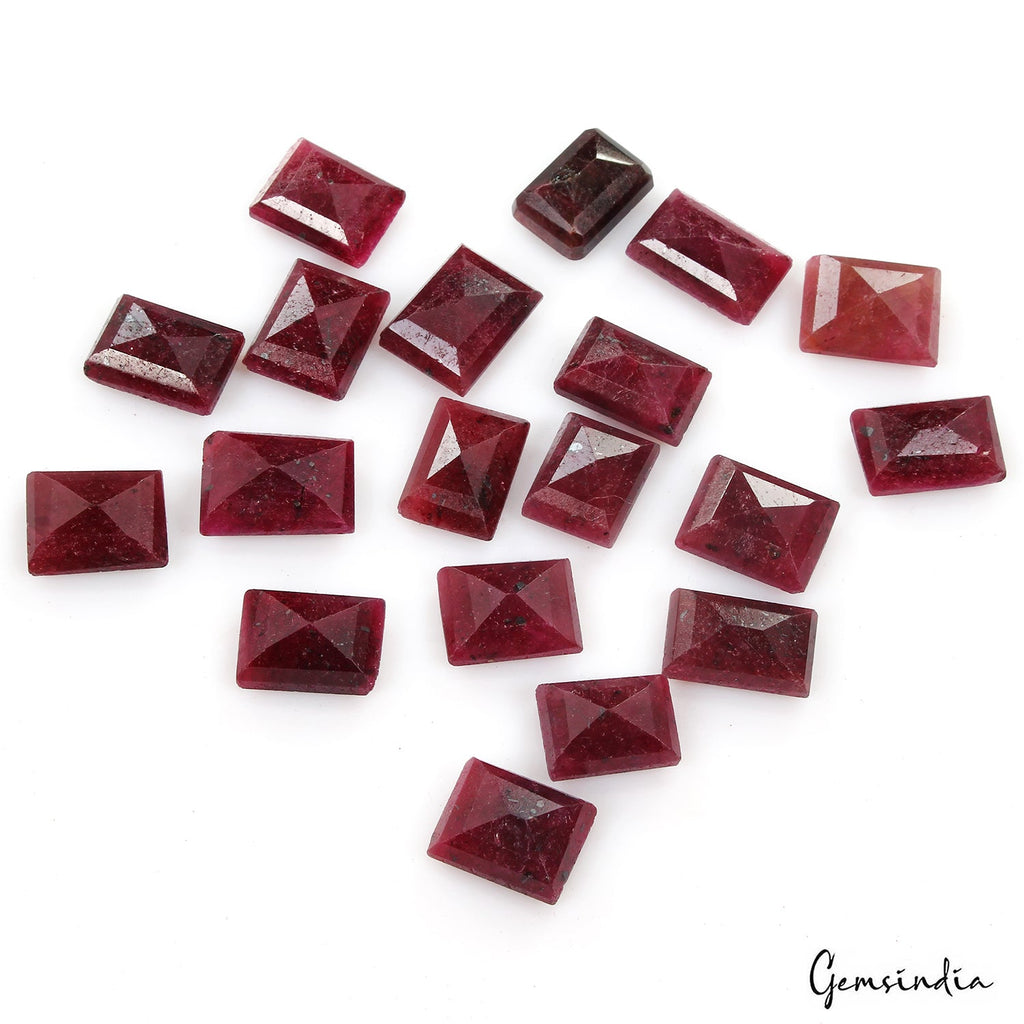 300 Ct Natural Red Ruby Rectangular Cut Faceted Loose Wholesale Gems Lot 19 Pcs