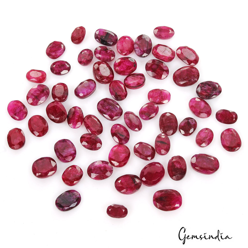 480 Ct Natural Red Pink Beryl Oval Faceted Loose Wholesale Gemstone Lot 54 Pcs