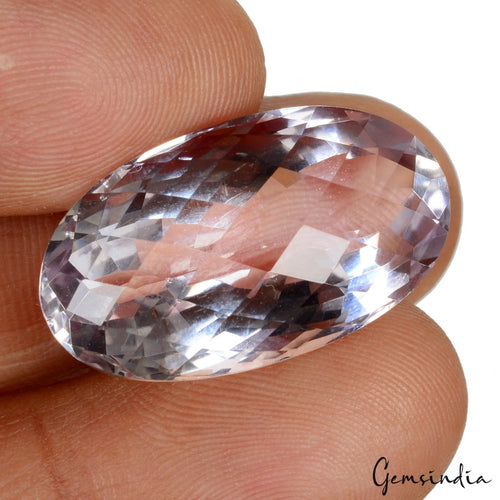 Amethyst Loose Gemstone, Oval Checker Cut, Untreated — 27x15x12mm, 27.25 Ct