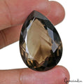 Certified 69.80 Ct Natural Untreated Brown Smoky Pear Faceted Gems For Jewelry
