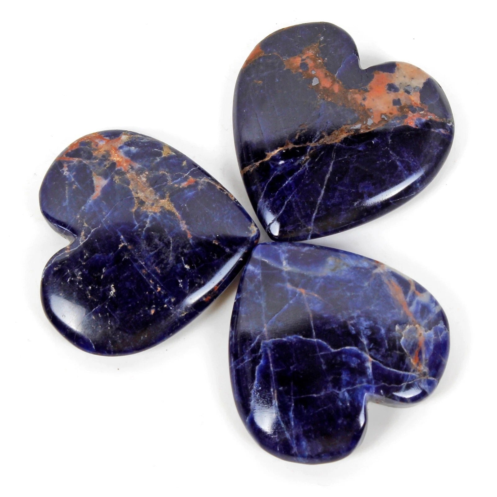 280 Cts/3 Pcs Natural Untreated Blue Sodalite 39-40mm Heart Cab Gems For Pendant