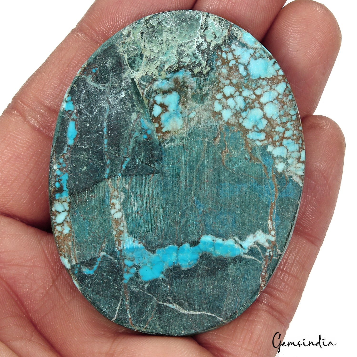 Large 320 Ct Spiderweb Turquoise Blue Oval Shape USA Arizona Loose Cab Gemstone