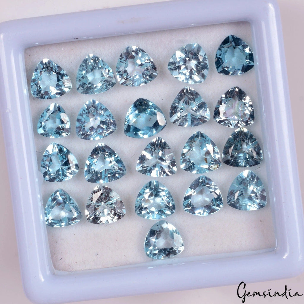 19 Cts Natural Untreated London Blue Topaz Trillion Cut Loose Gems For Jewelry