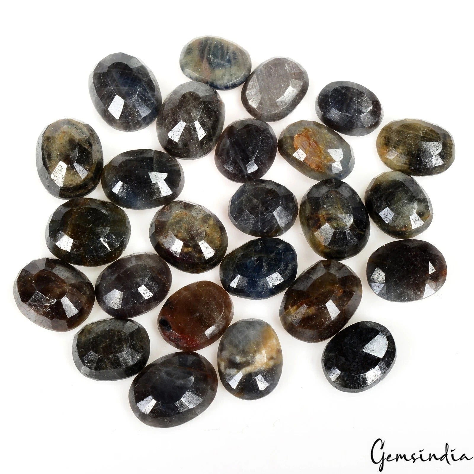 Sapphire Lot, Loose Gemstone, Untreated, Black — 25 Pieces, 14mm to 16mm, 300 Ct