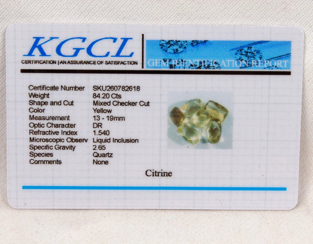 Certified 84.20 Ct/6 Pcs Natural Untreated Yellow Citrine Mix Checker Cut Gems