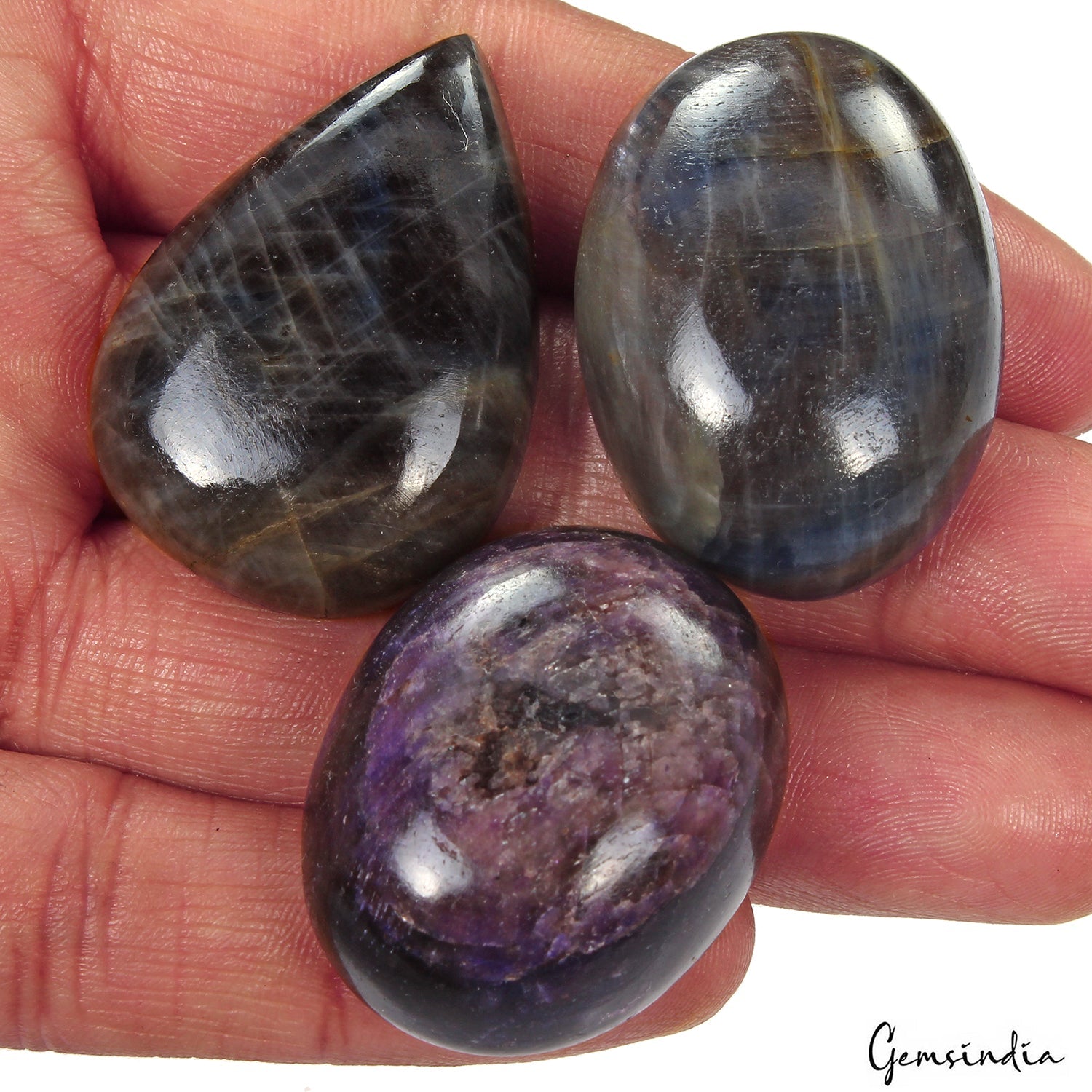 470 Ct Natural Untreated Blue Brown Sapphire Mix Cabochon Loose Gemstone Lot 3Pc